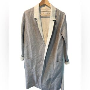 𝅺zara knit long grey open cardigan sweatshirt material coat jacket small